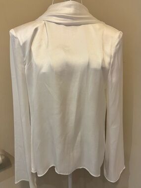 MANGO White Open Back Long-Sleeve Women's Top Size L NWT